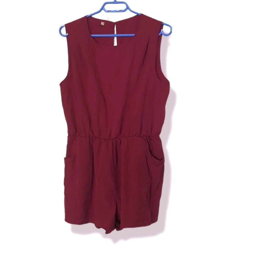 Maroon open back rompers